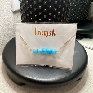 Erimish Gold Chain Necklace with Blue Beads
